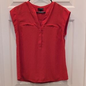 Ann Taylor Vibrant Red V-Neck Blouse